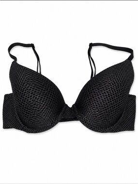 Victoria's Secret Charcoal Gray Textured Demi Bra pushup underwire padded SZ 34C